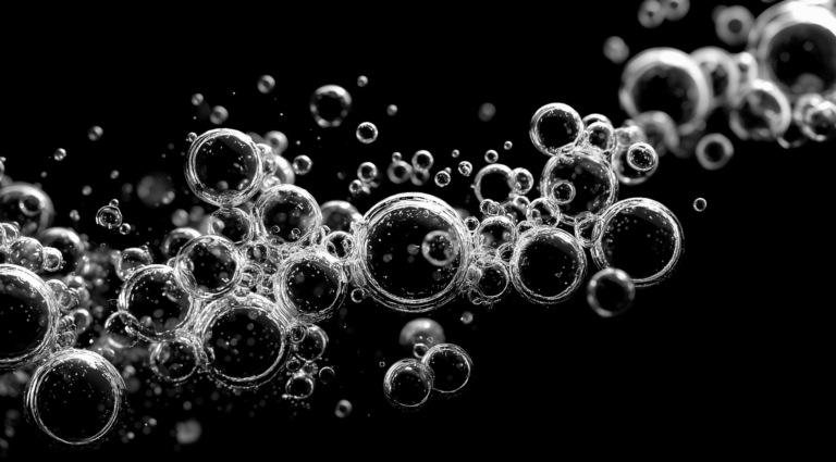 an abstract image of bubbles against a black background, interesting composition, ultra realistic, elegant and stylish